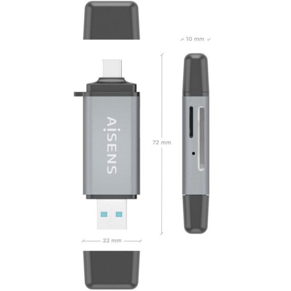 Lector de Tarjetas Externo Aisens ASCR-2AC11-GR/ USB 3.1 - Imagen 4