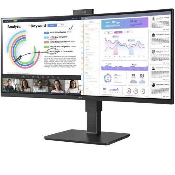Monitor Profesional Ultrapanorámico Curvo LG 34BQ77QC-B 34"/ WQHD/ Webcam/ Multimedia/ Regulable en altura/ Negro - Imagen 2