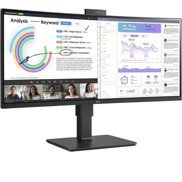 Monitor Profesional Ultrapanorámico Curvo LG 34BQ77QC-B 34"/ WQHD/ Webcam/ Multimedia/ Regulable en altura/ Negro - Imagen 3