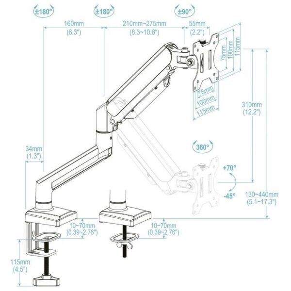 Soporte de Mesa para Monitor TooQ DB1334TNR-B/ hasta 10kg - Imagen 3