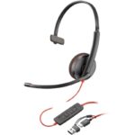 Auricular Poly Blackwire 3210 + Adaptador USB-C/A/ con Micrófono/ USB Tipo-C/ Bulk/ Negro 197498433059 8X214A6 HP-POL 8X214A6