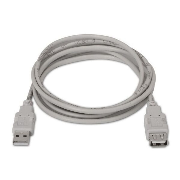 Cable Alargador USB 2.0 Aisens A101-0014/ USB Macho - USB Hembra/ Hasta 2.5W/ 60Mbps/ 3m/ Beige - Imagen 2