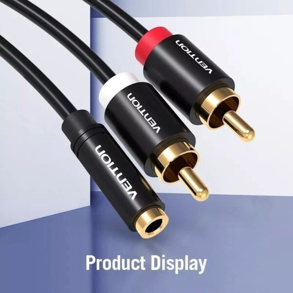 Cable Estéreo Vention VAB-R01-B100/ Jack 3.5 Hembra - 2x RCA Macho/ 1m/ Negro - Imagen 2