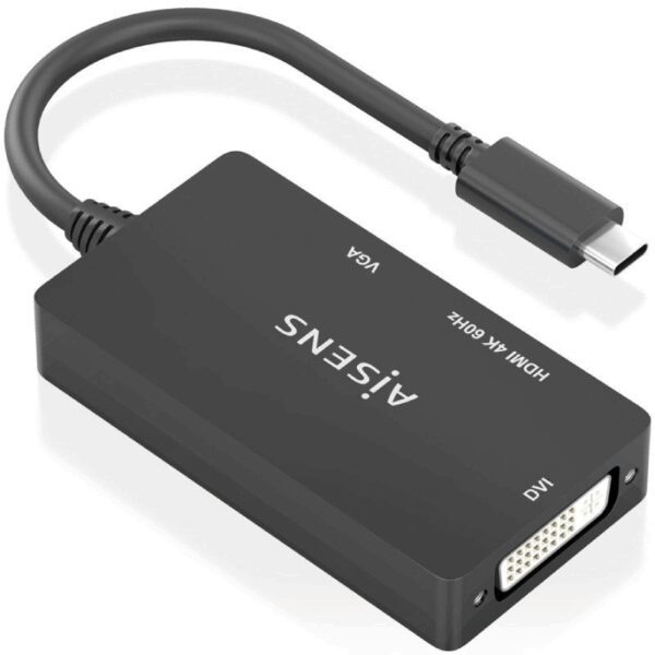 Conversor HDMI Aisens A109-0954/ USB Tipo-C Macho - DVI/HDMI/VGA Hembra/ 15cm/ Negro - Imagen 2