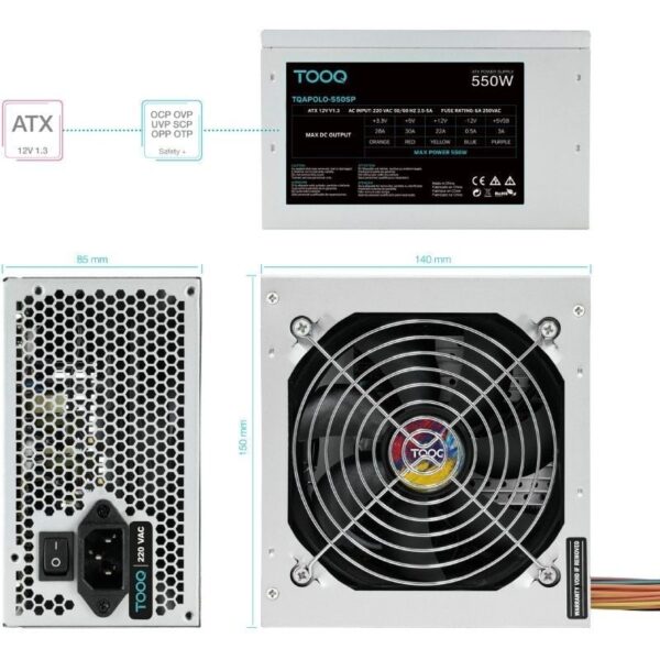 Fuente de Alimentación TooQ TQAPOLO-550SP/ 550W/ Ventilador 12cm - Imagen 4