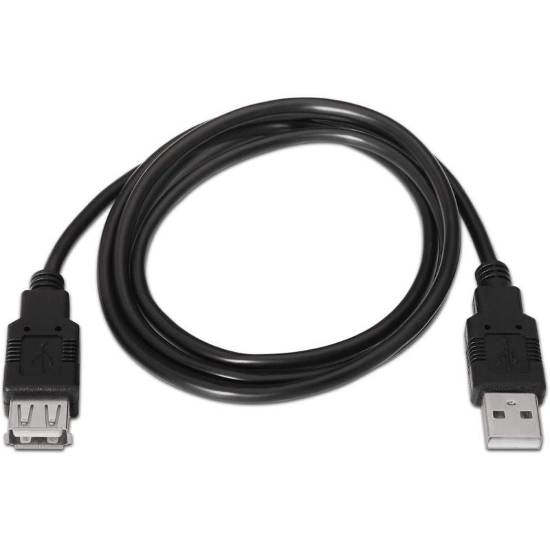 Cable Alargador USB 2.0 Aisens A101-0016/ USB Macho - USB Hembra/ Hasta 2.5W/ 60Mbps/ 1.8m/ Negro - Imagen 2