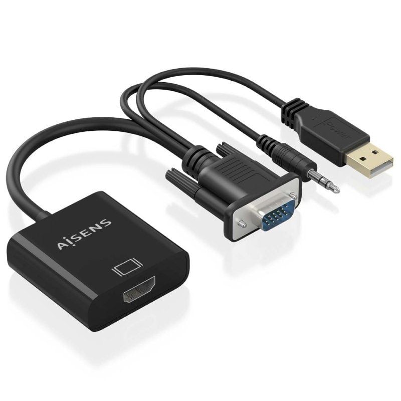 Cable Conversor Aisens A115-0872 SVGA Macho - USB Macho/ Jack Macho - HDMI Hembra/ 20cm/ Negro - Imagen 2