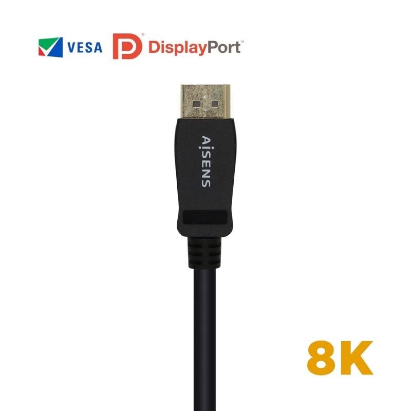 Cable DisplayPort 1.4 8K Aisens A149-0432/ DisplayPort Macho - DisplayPort Macho/ 2m/ Certificado/ Negro - Imagen 2