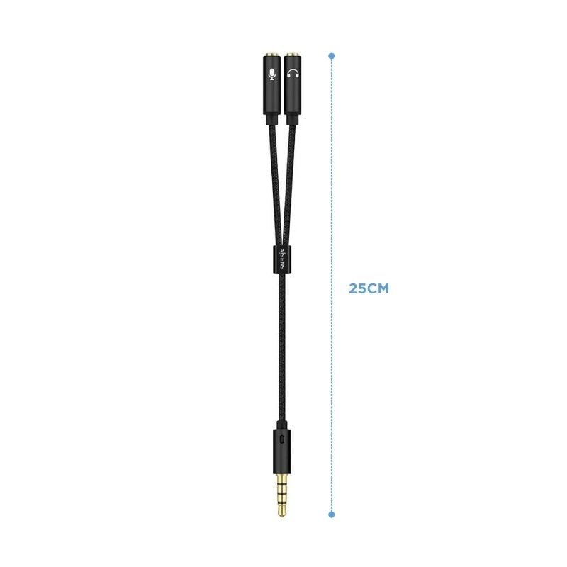 Cable Estéreo Aisens A128-0416/ Jack 3.5 Macho - 2x Jack 3.5 Hembra/ 25cm/ Negro - Imagen 2