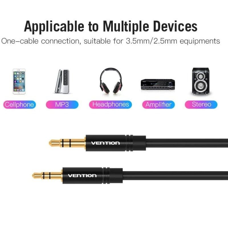 Cable Estéreo Vention BALBH/ Jack 3.5 Macho - Jack 2.5 Hembra/ 2m/ Negro - Imagen 2