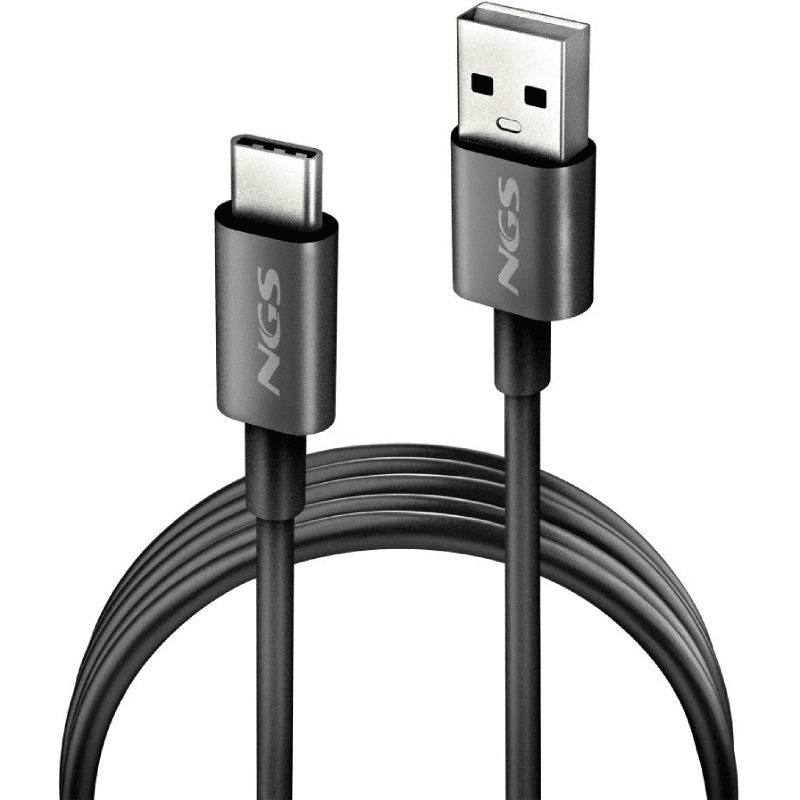 Cable USB 2.0 NGS ZYRO-AC/ USB Macho - USB Tipo-C Macho/ Hasta 15W/ 480Mbps/ 1m/ Negro - Imagen 2
