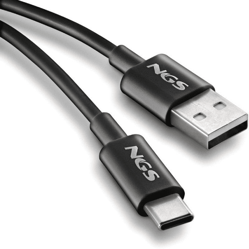 Cable USB 2.0 NGS ZYRO-AC/ USB Macho - USB Tipo-C Macho/ Hasta 15W/ 480Mbps/ 1m/ Negro - Imagen 3