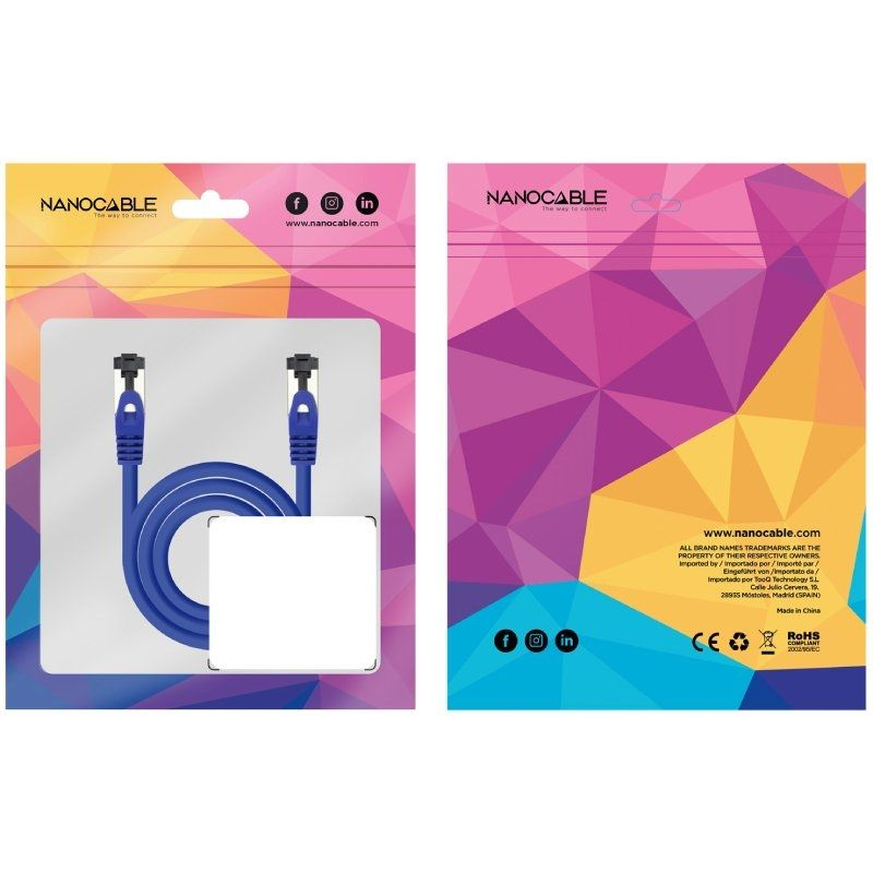 Cable de Red RJ45 SSTP Nanocable 10.20.2000-BL Cat.8.1/ 50cm/ Azul - Imagen 2