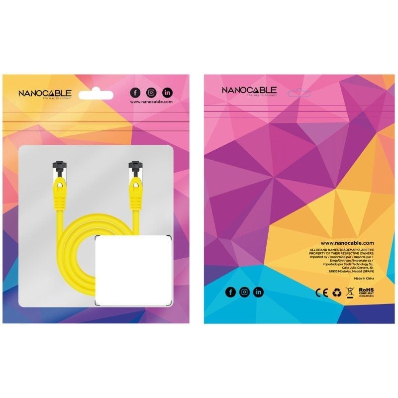 Cable de Red RJ45 SSTP Nanocable 10.20.2000-L25-Y Cat.8.1/ 25cm/ Amarillo - Imagen 2