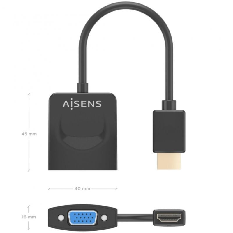Conversor Aisens A122-0947/ HDMI Macho - SVGA Hembra/ 15cm/ Negro - Imagen 4