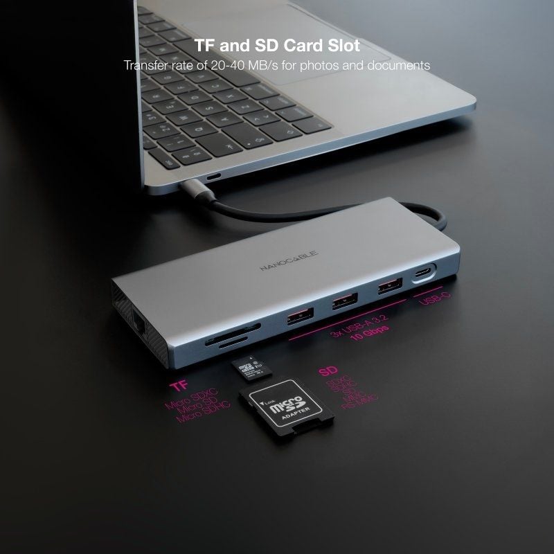 Docking Tipo-C Nanocable 10.16.4612/ 3xUSB/ 1xUSB Tipo-C/ 2xHDMI 4K/ 1xDisplayPort/ 1xRJ45/ 1xLector tarjetas/ 1xJack 3.5/ 1xUSB Tipo-C PD/ Gris - Imagen 4