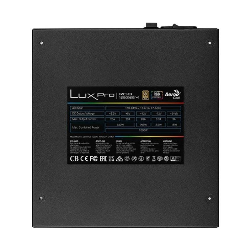 Fuente de Alimentación Aerocool LUXPRO RGB1000M/ 1000W/ Ventilador 14cm/ 80 Plus Gold - Imagen 5