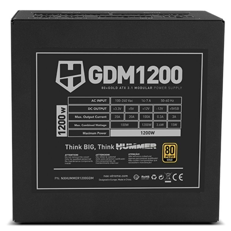Fuente de Alimentación Nox Hummer GDM/ 1200W/ Ventilador 12cm/ 80 Plus Gold - Imagen 4