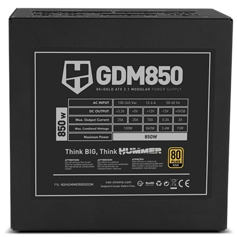 Fuente de Alimentación Nox Hummer GDM/ 850W/ Ventilador 12cm/ 80 Plus Gold - Imagen 5