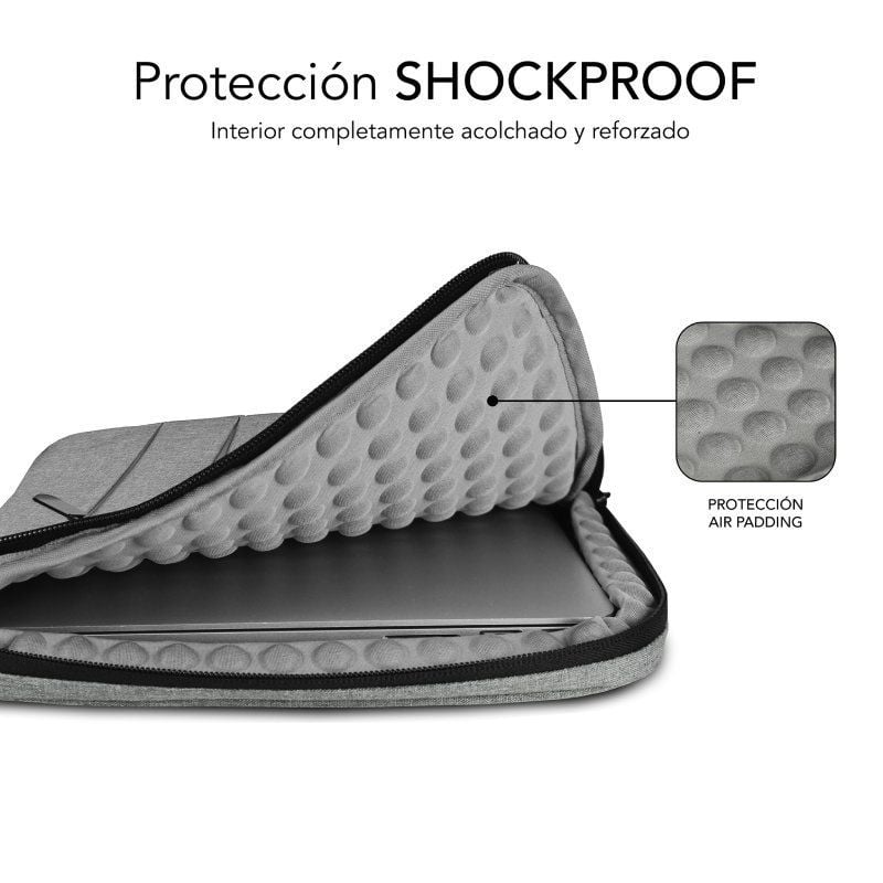 Funda Subblim Air Padding 360 Sleeve para Portátiles hasta 15.6"/ Gris Claro - Imagen 2