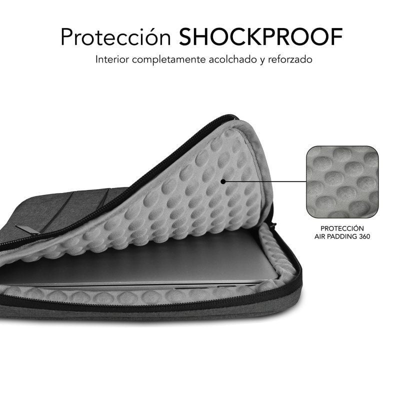 Funda Subblim Air Padding 360 Sleeve para Portátiles hasta 15.6"/ Gris Oscuro - Imagen 2