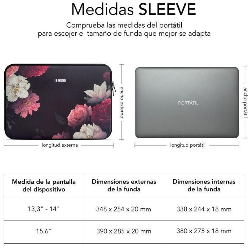 Funda Subblim Trendy Sleeve Neo Flowers para Portátiles hasta 15.6" - Imagen 3