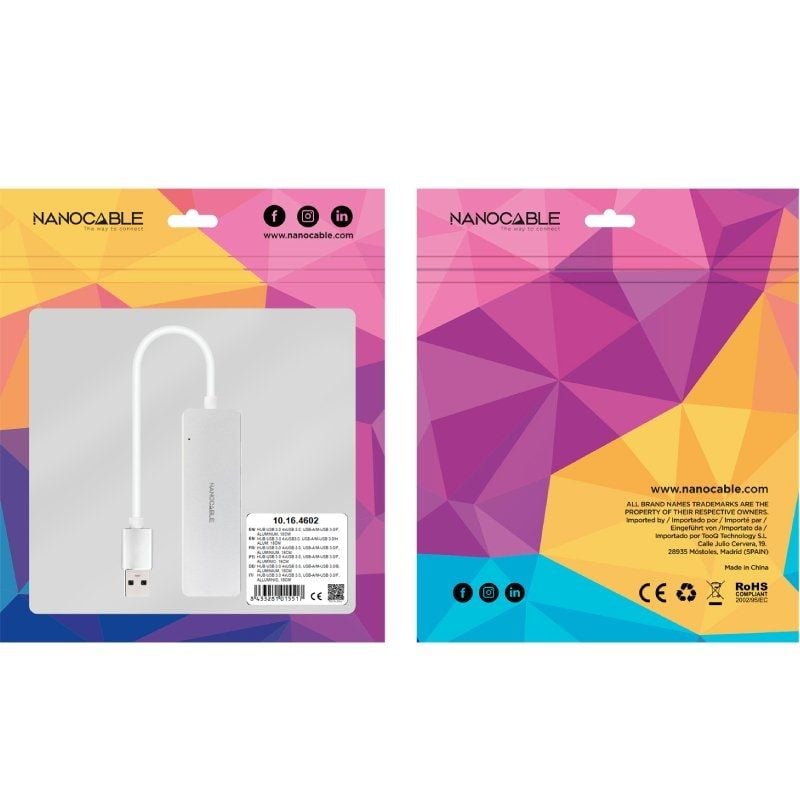 Hub USB 3.0 Nanocable 10.16.4602/ 4xUSB/ Gris - Imagen 3