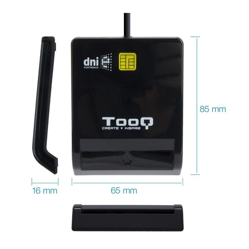 Lector de DNI TooQ TQR-210B/ USB 2.0/ Negro - Imagen 2