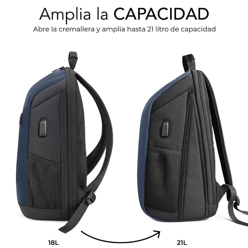 Mochila Subblim Xpand Air Padding Backpack para Portátiles hasta 15.6"/ Puerto USB/ Azul - Imagen 2