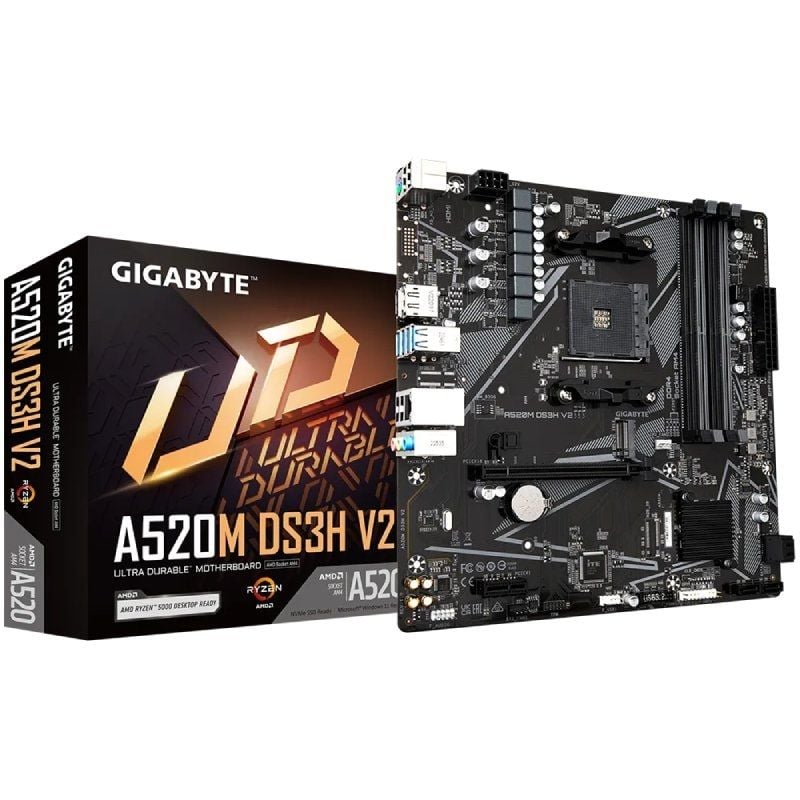 Placa Base Gigabyte A520M DS3H V2 Socket AM4/ DDR4/ PCIe 3.0/ Micro ATX 4719331854690 9MA52M3H2-00-11 GIG-PB A520M DS3H V2