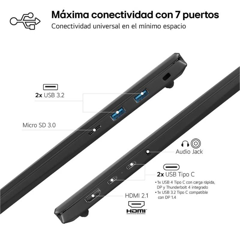 Portátil LG Gram Pro 16ZD90SP-A.AX78B Intel Core Ultra 7-155H/ 32GB/ 1TB SSD/ GeForce RTX 3050/ 16"/ Sin Sistema Operativo - Imagen 4