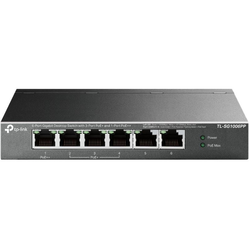 Switch TP-Link TL-SG1006PP 6 Puertos/ RJ-45 10/100/1000/ PoE++ 4895252500325 TL-SG1006PP TPL-SWITCH TL-SG1006PP
