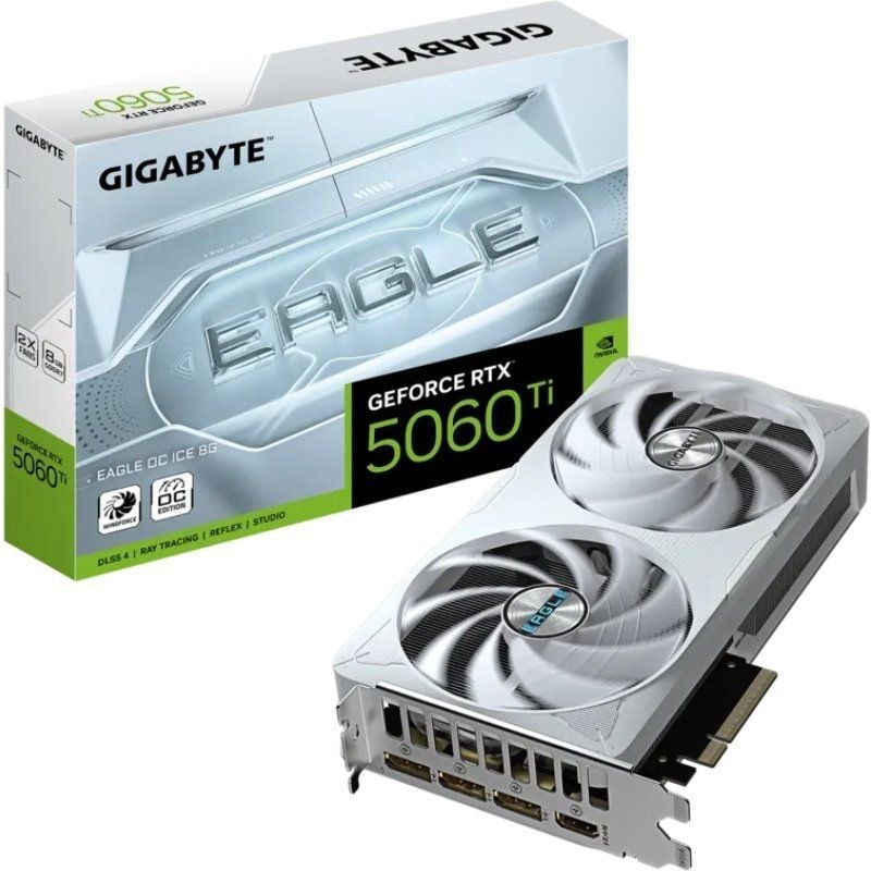 Tarjeta Gráfica Gigabyte GeForce RTX 5060 Ti Eagle OC ICE/ 8GB GDDR7 4719331356095 9VN506TEI8-00-G10 GIG-GF RTX5060TI EAG OCIC 8G