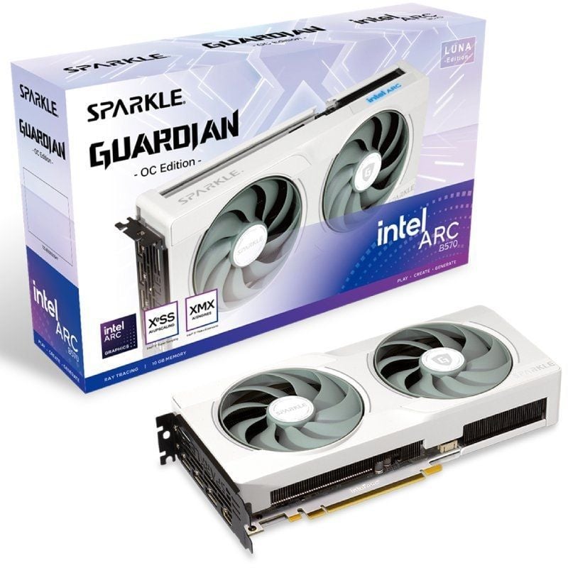 Tarjeta Gráfica Sparkle Intel Arc B570 Guardian Luna OC Edition/ 10GB GDDR6 4711342290863 1A1-S00430000G SPK-GF ARC B570 GU L OC 10G