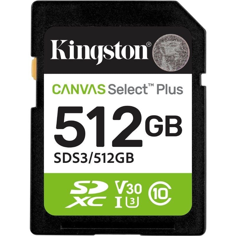 Tarjeta de Memoria Kingston CANVAS Select Plus 512GB SD XC/ Clase 10/ 150MBs 740617348347 SDS3/512GB KIN-SD SDS3 512GB