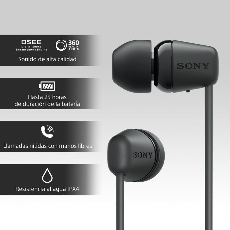 Auriculares Inalámbricos Intrauditivos Sony WI-C100/ con Micrófono/ Bluetooth/ Negros - Imagen 4