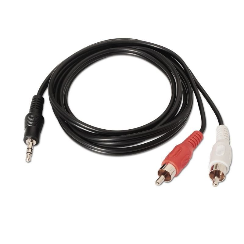 Cable Estéreo Aisens A128-0147/ Jack 3.5 Macho - 2x RCA Macho/ Hasta 0.1W/ 1.5m/ Negro - Imagen 2