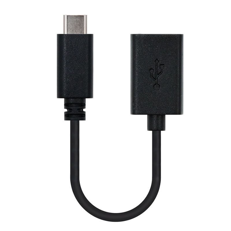 Cable USB 2.0 Tipo-C Nanocable 10.01.2400/ USB Tipo-C Macho - USB Hembra/ 480Mbps/ 15cm/ Negro 8433281007796 10.01.2400 NAN-CAB 10 01 2400