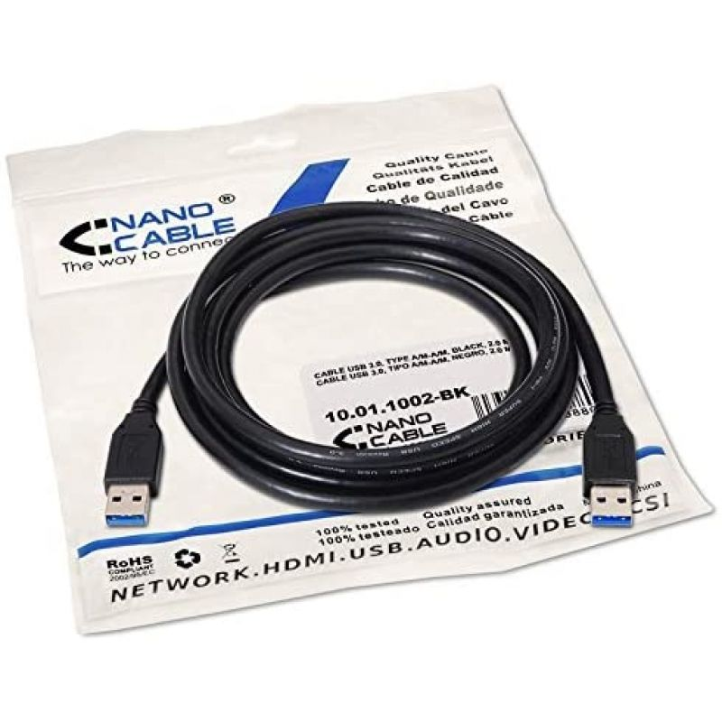 Cable USB 3.0 Nanocable 10.01.1002-BK/ USB Macho - USB Macho/ 5Gbps/ 2m/ Negro - Imagen 5