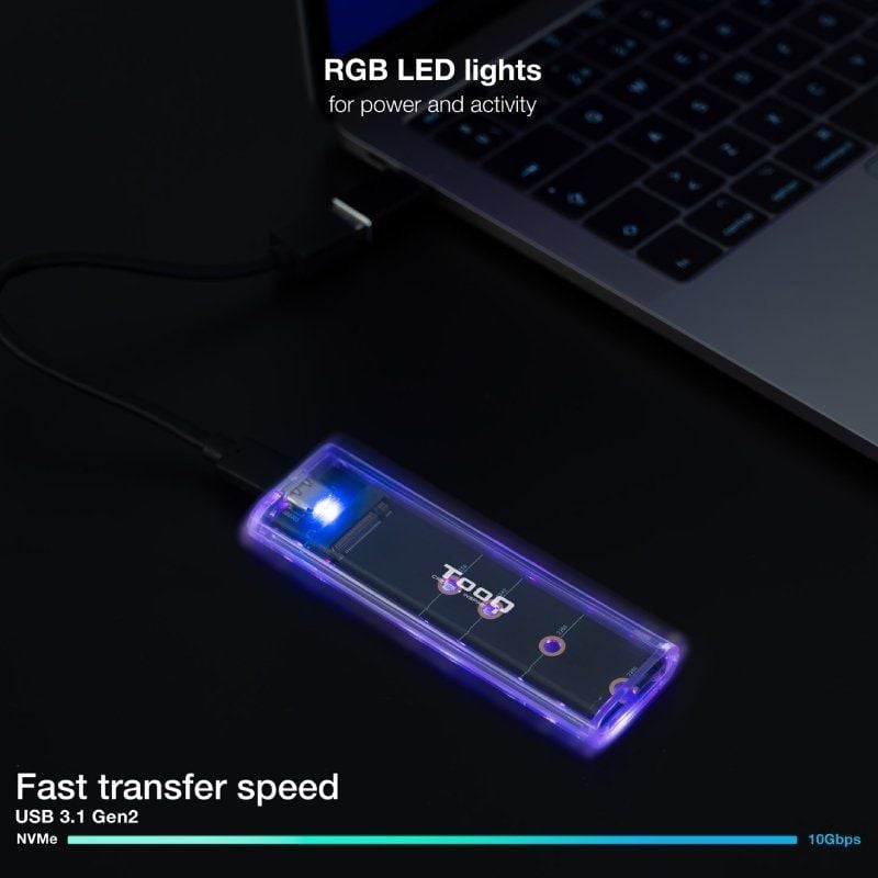 Caja Externa para Disco SSD M.2 NVMe TooQ TQE-2200/ USB 3.1 Gen2/ Sin tornillos - Imagen 5