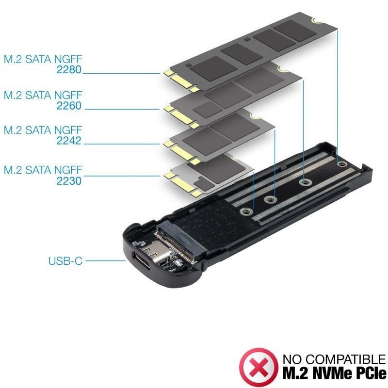 Caja Externa para Disco SSD M.2 TooQ TQE-2202S/ USB 3.1 Gen1/ Sin tornillos - Imagen 4