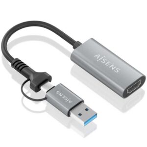 Conversor HDMI Aisens A109-0913/ USB + USB Tipo-C 3.1 Macho - HDMI Macho/ 15cm/ Gris 8435739902479 A109-0913 AIS-ADP A109-0913