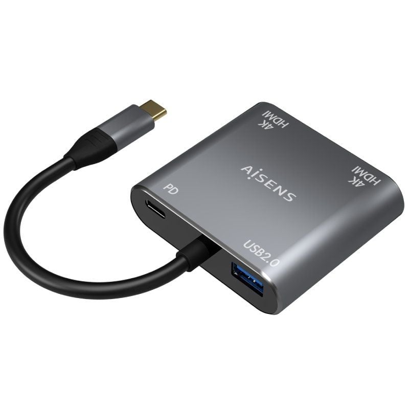 Conversor USB Tipo-C Aisens A109-0625/ 2x HDMI 4K SST MST Hembra - USB Tipo-C Macho - USB Hembra - USB Tipo-C Hembra - Imagen 2