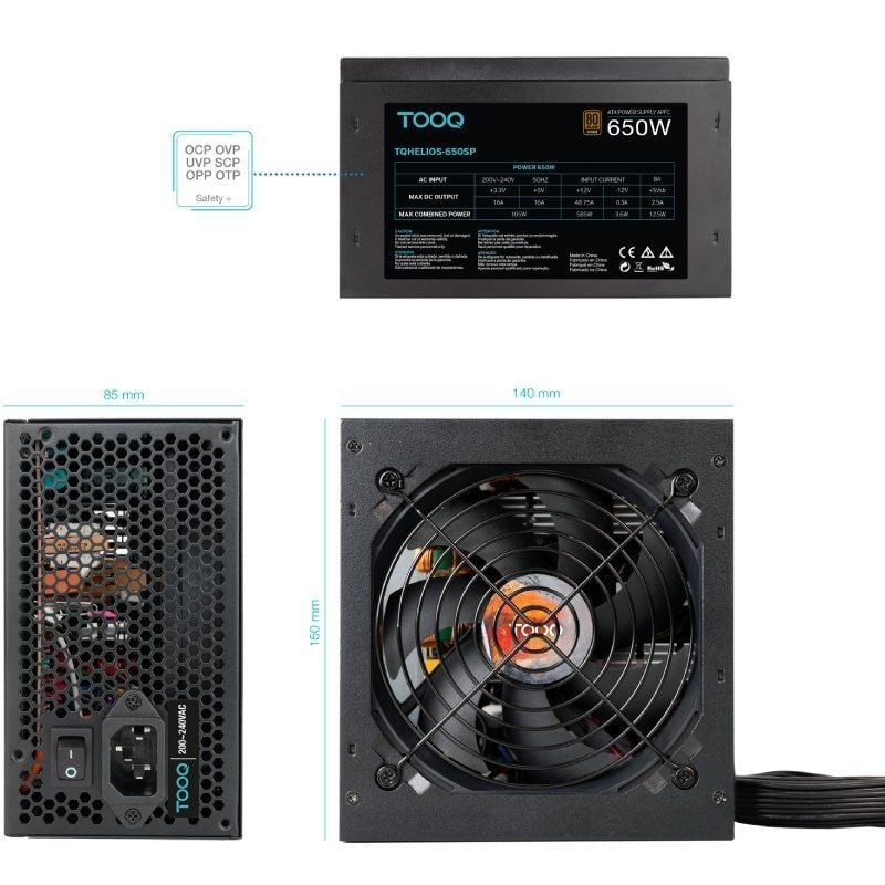 Fuente de Alimentación TooQ TQHELIOS-650SP/ 650W/ Ventilador 12cm/ 80 Plus Bronze - Imagen 4
