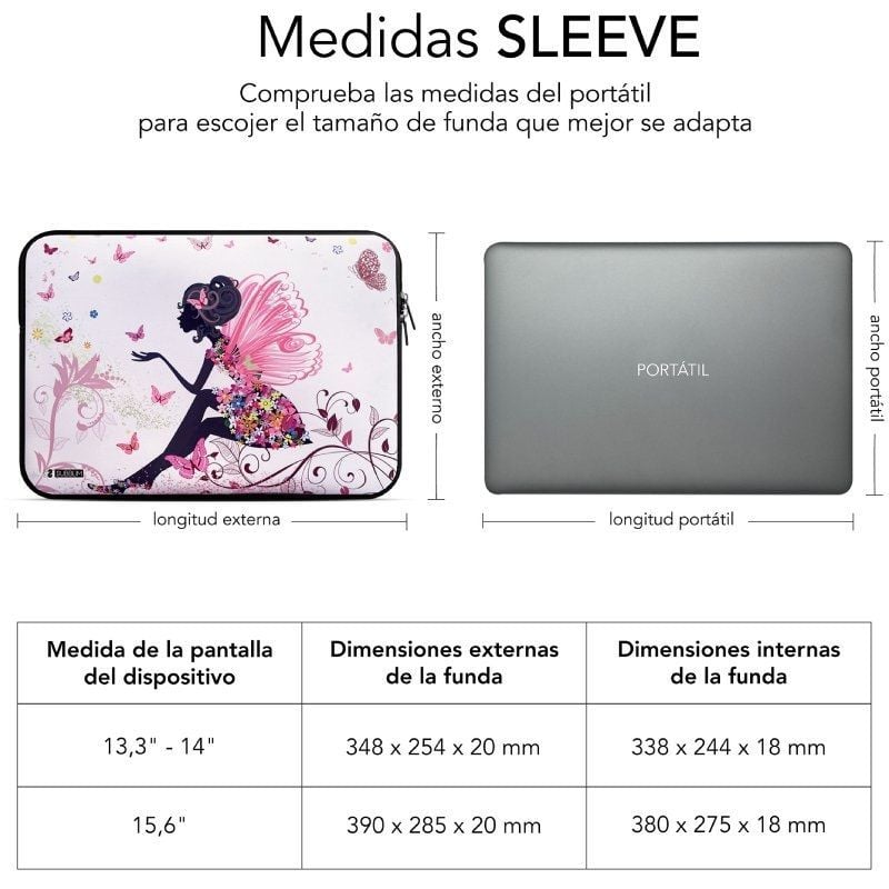 Funda Subblim Trendy Sleeve Neo Hada para Portátiles hasta 15.6" - Imagen 3
