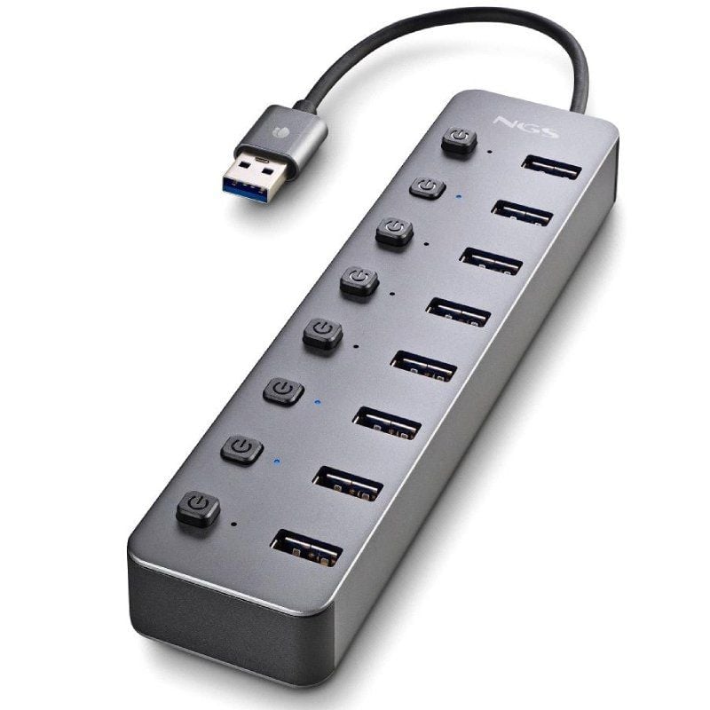 Hub USB NGS IHUB8 / 8xUSB 3.0/ Gris - Imagen 2
