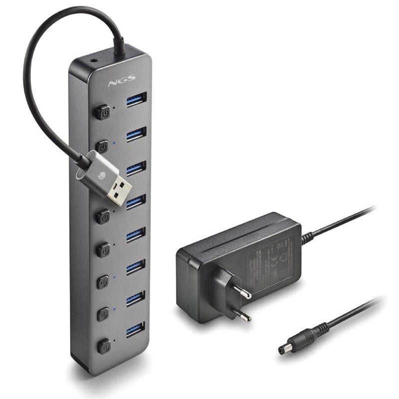 Hub USB NGS IHUB8 / 8xUSB 3.0/ Gris - Imagen 3