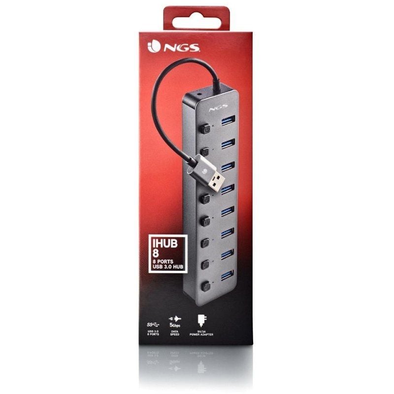 Hub USB NGS IHUB8 / 8xUSB 3.0/ Gris - Imagen 4