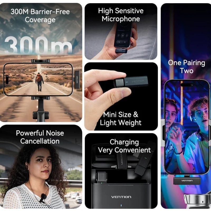Micrófono Inalámbrico con Clip Vention NCAB0/ USB Tipo-C/ Incluye Receptor/ 2 unidades - Imagen 4