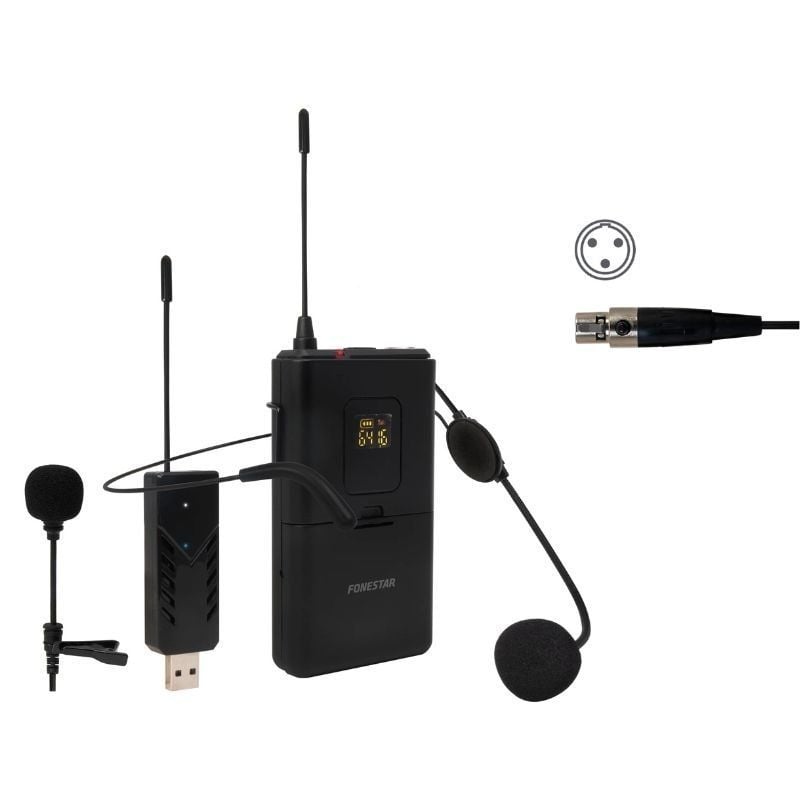 Micrófono de cabeza y solapa UHF Fonestar WI-MIC 8422521008594 WI-MIC FONE-MIC WI-MIC